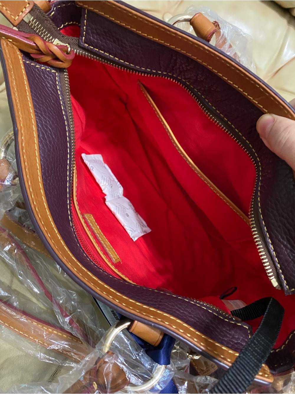 Dooney & Bourke GRAPE Pocket Satchel Pebbled Leather w/Wristlet Wallet - Picture 15 of 15